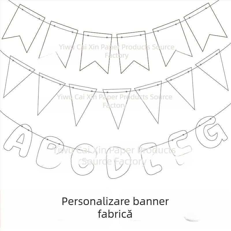 Happy Birthday bannere triunghiulare – stegulețe de hârtie pentru petrecere, culoare personalizabilă