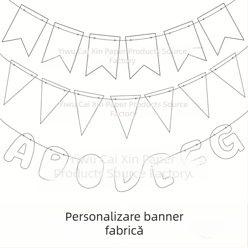 Happy Birthday bannere triunghiulare – stegulețe de hârtie pentru petrecere, culoare personalizabilă