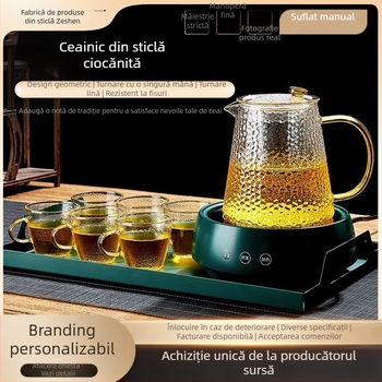 Ceainic din sticlă borosilicată cu filtru, pentru plită electrică ceramică, sticlă rezistentă la căldură, pentru ceai Pu'er
