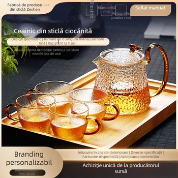 Ceainic din sticlă borosilicată cu filtru, pentru plită electrică ceramică, sticlă rezistentă la căldură, pentru ceai Pu'er