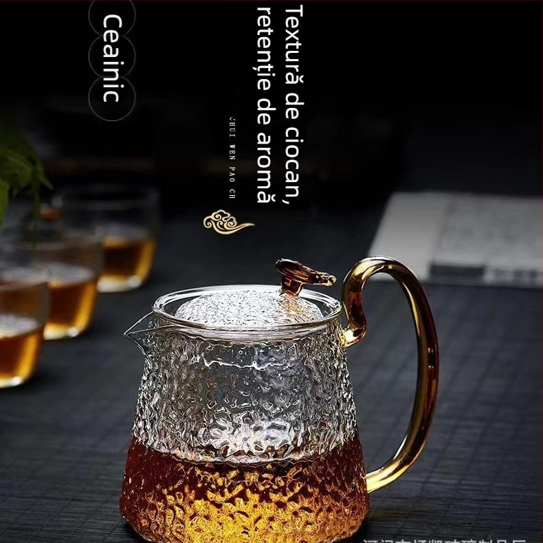 Ceainic din sticlă borosilicată cu filtru, pentru plită electrică ceramică, sticlă rezistentă la căldură, pentru ceai Pu'er