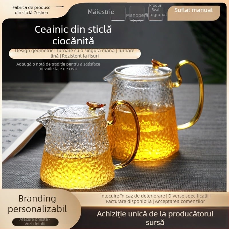 Ceainic din sticlă borosilicată cu filtru, pentru plită electrică ceramică, sticlă rezistentă la căldură, pentru ceai Pu'er