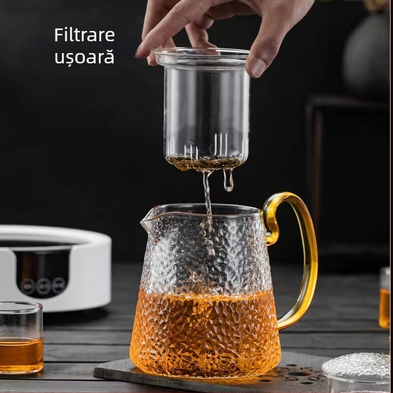 Ceainic din sticlă borosilicată cu filtru, pentru plită electrică ceramică, sticlă rezistentă la căldură, pentru ceai Pu'er