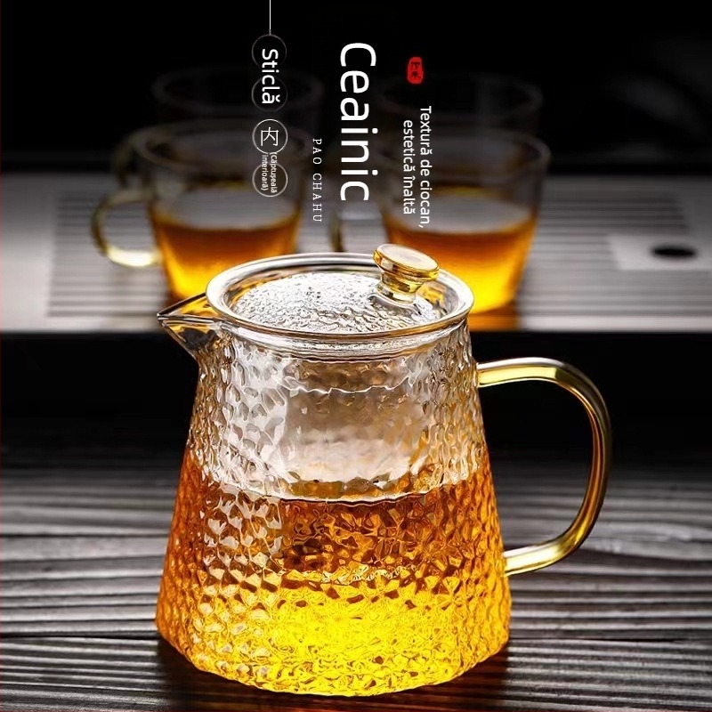 Ceainic din sticlă borosilicată cu filtru, pentru plită electrică ceramică, sticlă rezistentă la căldură, pentru ceai Pu'er