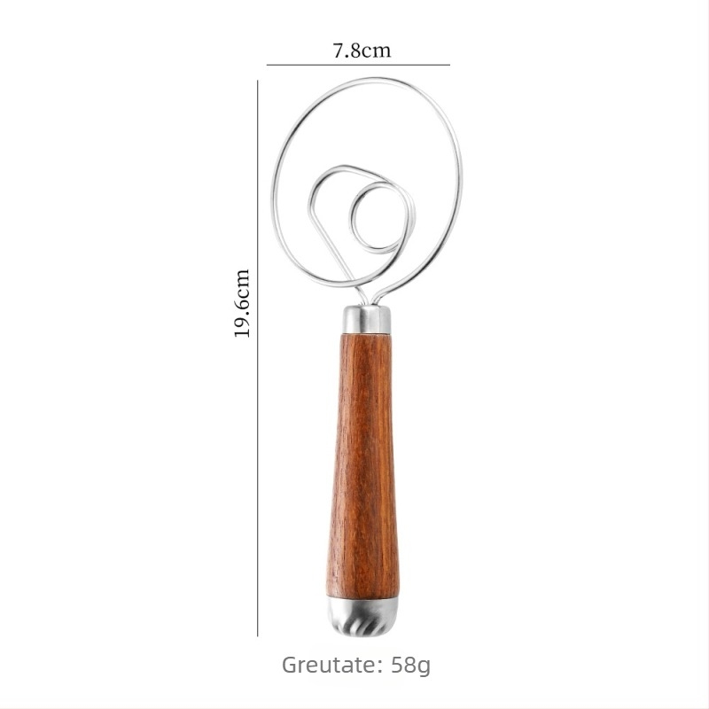 Mâner din lemn de rosewood și amestecător de aluat din oțel inoxidabil 304 – instrument de amestecare a făinii pentru bucătărie