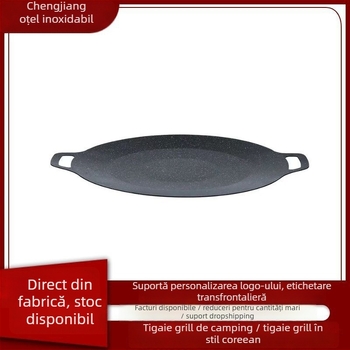 Placă de grătar în aer liber pentru aragaz cu casetă, vas grill, plăcuță din piatră Maifan pentru uz casnic, plăcă Teppanyaki din fier, tigaie pentru inducție