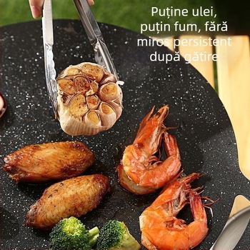 Placă de grătar în aer liber pentru aragaz cu casetă, vas grill, plăcuță din piatră Maifan pentru uz casnic, plăcă Teppanyaki din fier, tigaie pentru inducție