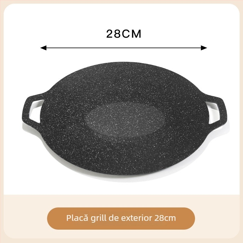 Placă de grătar în aer liber pentru aragaz cu casetă, vas grill, plăcuță din piatră Maifan pentru uz casnic, plăcă Teppanyaki din fier, tigaie pentru inducție