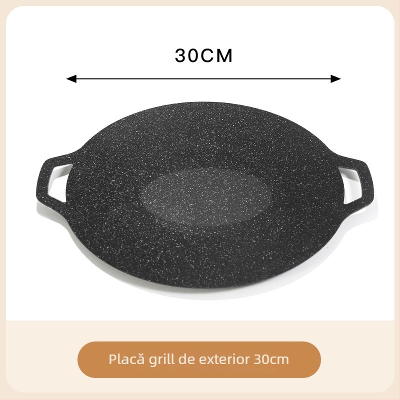 Placă de grătar în aer liber pentru aragaz cu casetă, vas grill, plăcuță din piatră Maifan pentru uz casnic, plăcă Teppanyaki din fier, tigaie pentru inducție