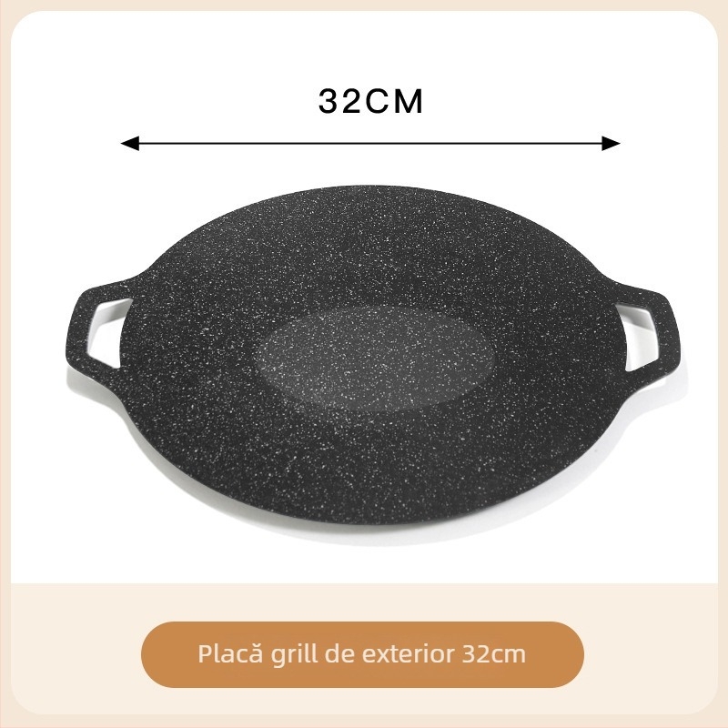 Placă de grătar în aer liber pentru aragaz cu casetă, vas grill, plăcuță din piatră Maifan pentru uz casnic, plăcă Teppanyaki din fier, tigaie pentru inducție
