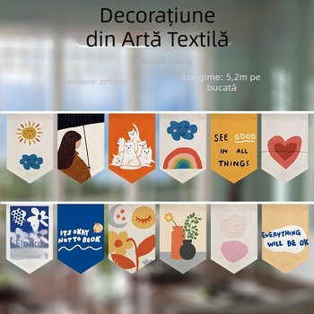 Draperie de ușă din țesături colorate cu steaguri triunghiulare, ghirlandă decorativă pentru despărțitorul de bucătărie, agățare orizontală