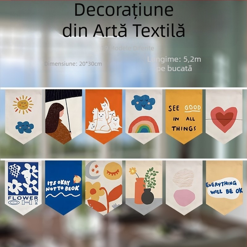 Draperie de ușă din țesături colorate cu steaguri triunghiulare, ghirlandă decorativă pentru despărțitorul de bucătărie, agățare orizontală