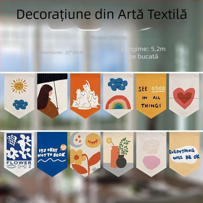 Draperie de ușă din țesături colorate cu steaguri triunghiulare, ghirlandă decorativă pentru despărțitorul de bucătărie, agățare orizontală