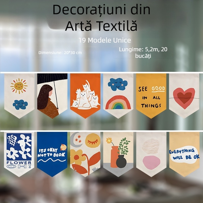 Draperie de ușă din țesături colorate cu steaguri triunghiulare, ghirlandă decorativă pentru despărțitorul de bucătărie, agățare orizontală