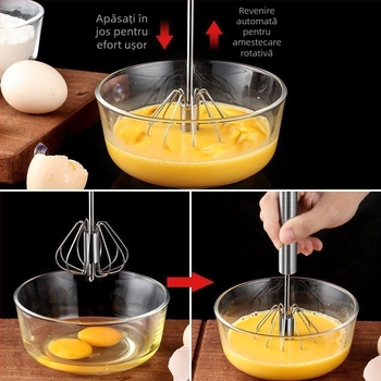 Mixator manual pentru frișcă și albușuri de ou, din oțel inoxidabil