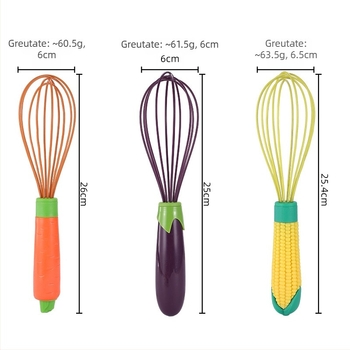 Tel de ouă din silicon, cu mâner din plastic — tel manual pentru ouă, smântână și aluat