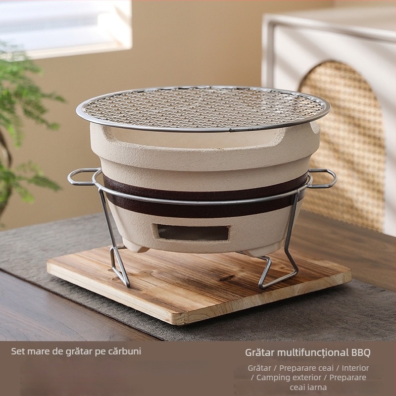 Foc portabil din ceramică cu cărbuni pentru prepararea ceaiului, stil japonez din ceramică grosieră, grătar pentru camping acasă