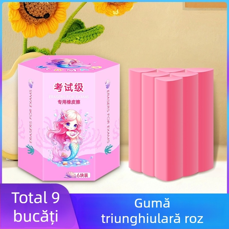 Gumă triunghiulară colorată pentru școala primară, 2B, mare pentru copii