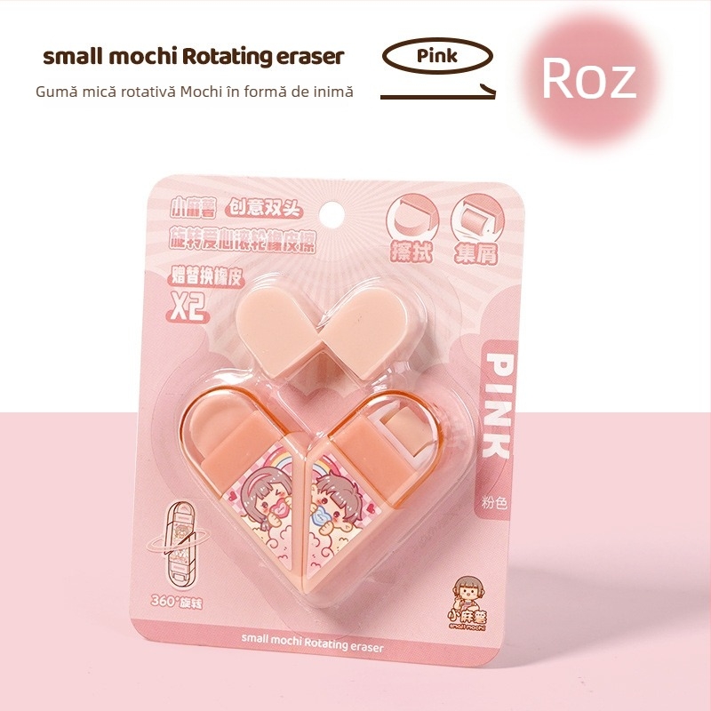 Radieră Mochi drăguță pentru elevi – formă de inimă, rechizite școlare