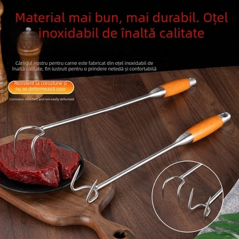 Cârlig din oțel inoxidabil cu mâner lung pentru grătar