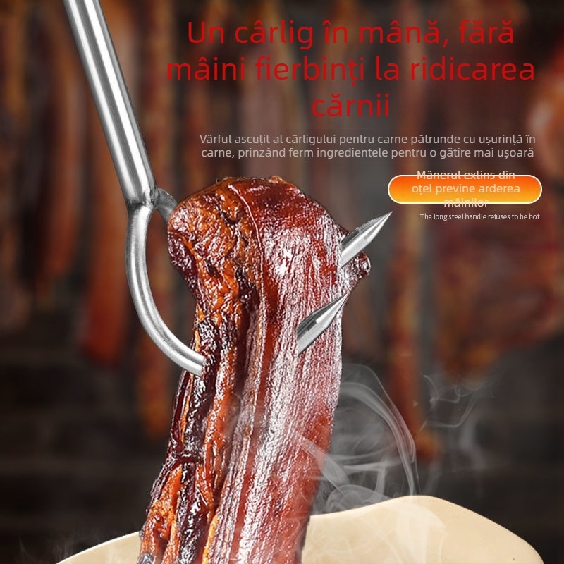 Cârlig din oțel inoxidabil cu mâner lung pentru grătar