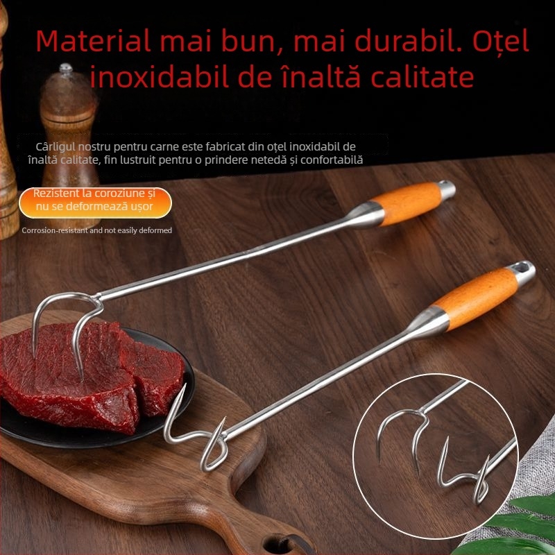 Cârlig din oțel inoxidabil cu mâner lung pentru grătar
