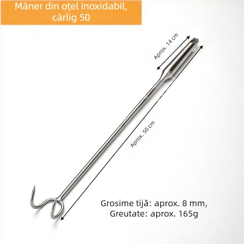 Cârlig din oțel inoxidabil cu mâner lung pentru grătar