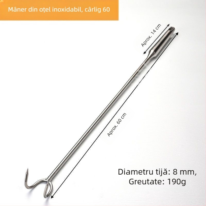 Cârlig din oțel inoxidabil cu mâner lung pentru grătar