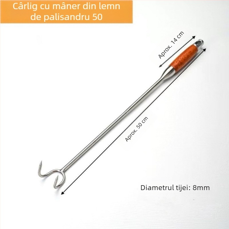 Cârlig din oțel inoxidabil cu mâner lung pentru grătar