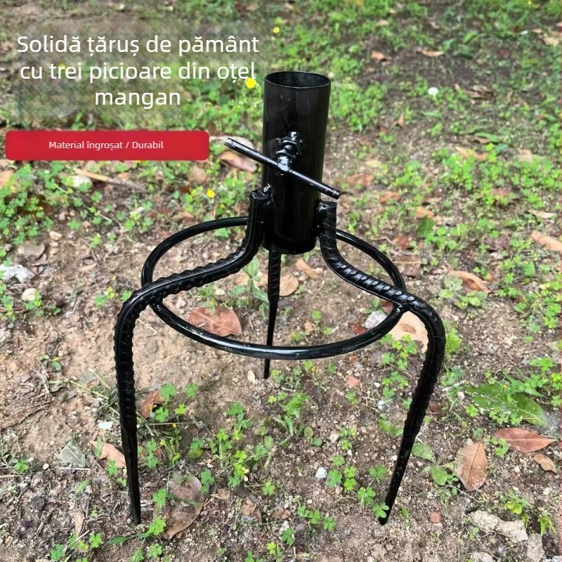 Bază de sol triunghiulară pentru umbrele, bază îmbunătățită pentru umbrele de soare, bază universală pentru umbrele de pescuit, țăruș de sol consolidat pentru montarea standului