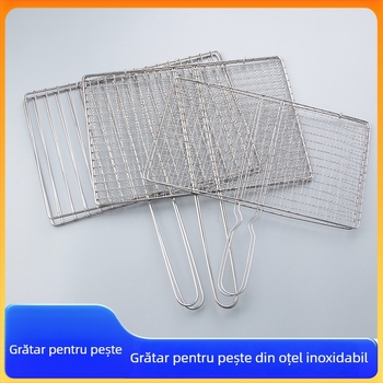 Plasă din oțel inoxidabil pentru grătar, cu clips pentru pește și legume, grilă pentru grătar