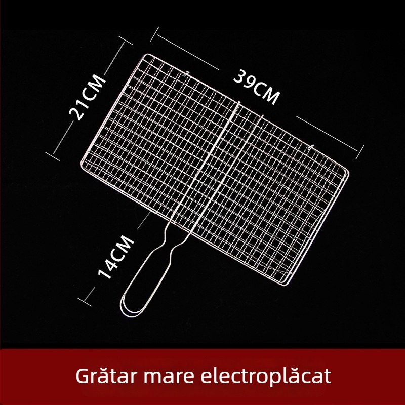 Plasă din oțel inoxidabil pentru grătar, cu clips pentru pește și legume, grilă pentru grătar