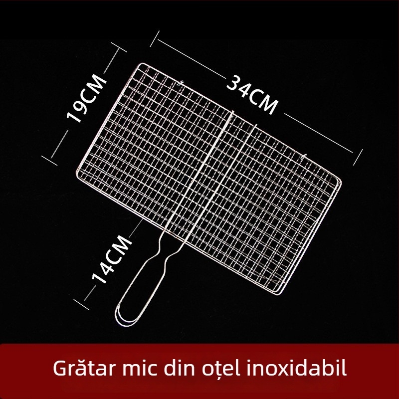 Plasă din oțel inoxidabil pentru grătar, cu clips pentru pește și legume, grilă pentru grătar