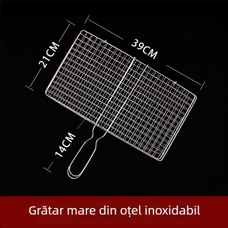 Plasă din oțel inoxidabil pentru grătar, cu clips pentru pește și legume, grilă pentru grătar