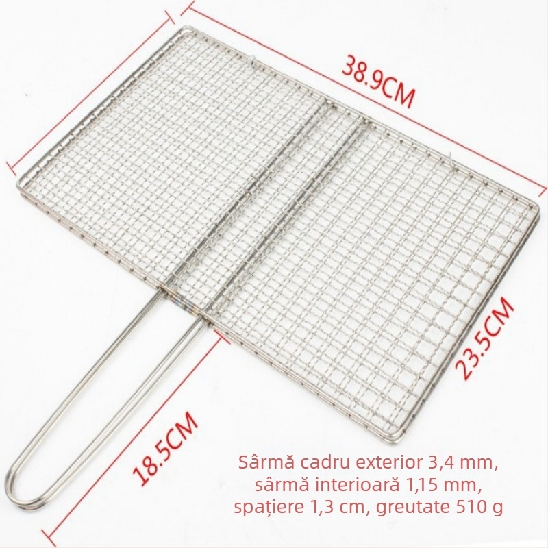 Plasă din oțel inoxidabil pentru grătar, cu clips pentru pește și legume, grilă pentru grătar