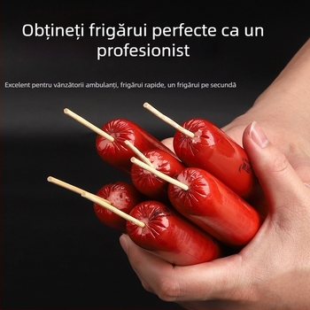 Frigărui cu cârnați la grătar, acoperiți cu amidon, cârnați crocanți — unealtă rapidă pentru înfigere
