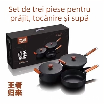 City Lady Set cadou bucătărie – Întoarcerea Regelui, set de 3 vase din fontă, fără strat, antiaderent