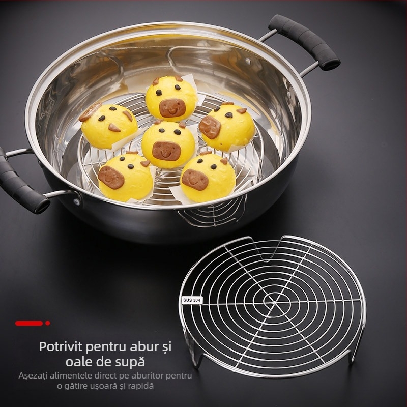 Tavă de abur din oțel inoxidabil 304, grilă pentru aburi și suport pentru gătit la abur – accesoriu de bucătărie multifuncțional