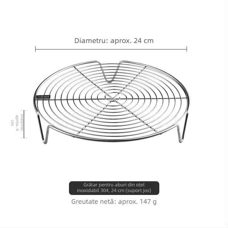 Tavă de abur din oțel inoxidabil 304, grilă pentru aburi și suport pentru gătit la abur – accesoriu de bucătărie multifuncțional