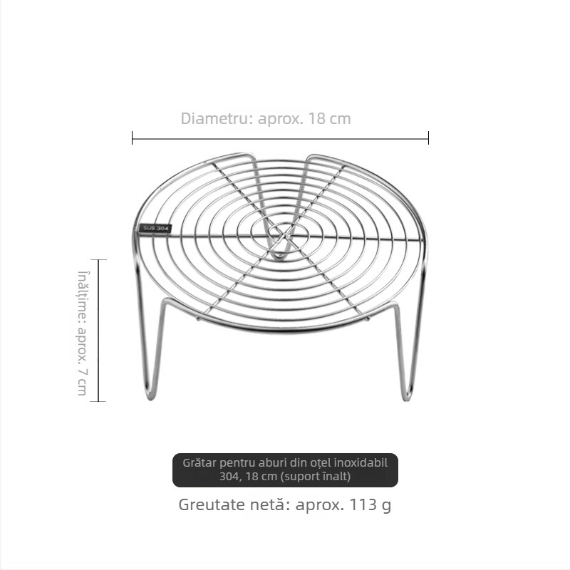 Tavă de abur din oțel inoxidabil 304, grilă pentru aburi și suport pentru gătit la abur – accesoriu de bucătărie multifuncțional