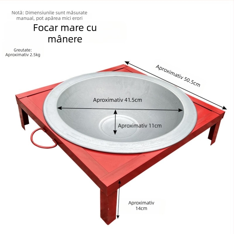 Grătar pătrat din oțel pentru cărbune — încălzire și grătar în aer liber, uz casnic