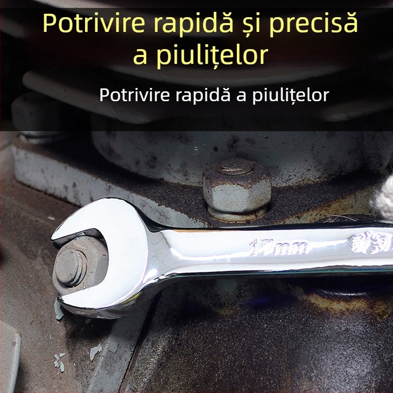 Cheie cu două funcții, deschideri de 17 mm și 19 mm, prelungită pentru reparații auto