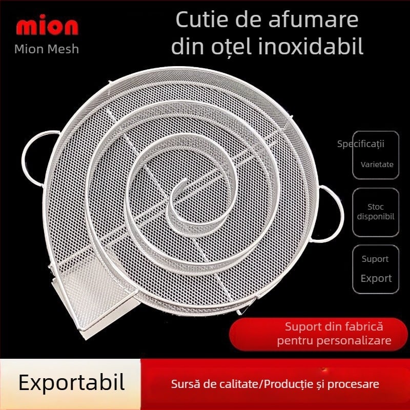 Coș circular din oțel inoxidabil pentru afumare, pentru grătar, generator de afumare rece, cutie de afumare și suport pentru condimente pentru exterior
