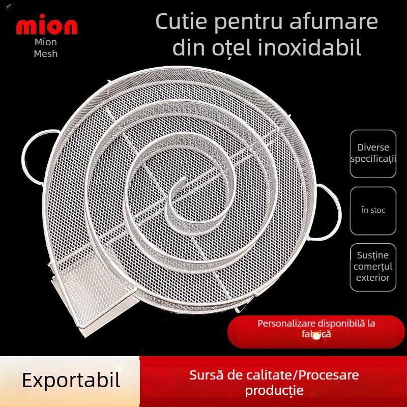 Coș circular din oțel inoxidabil pentru afumare, pentru grătar, generator de afumare rece, cutie de afumare și suport pentru condimente pentru exterior