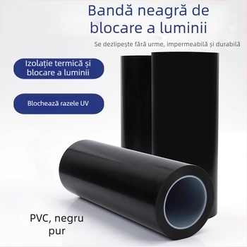 Bandă PVC blackout neagră, vâscozitate înaltă și adeziv puternic, pentru ferestre, balcoane și suprafețe din sticlă