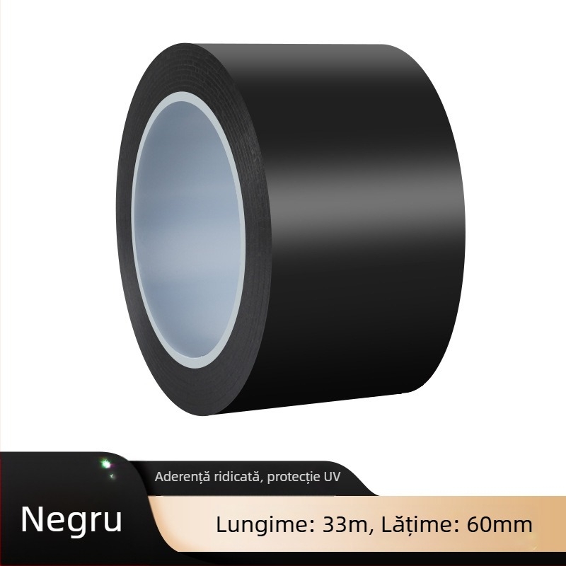 Bandă PVC blackout neagră, vâscozitate înaltă și adeziv puternic, pentru ferestre, balcoane și suprafețe din sticlă