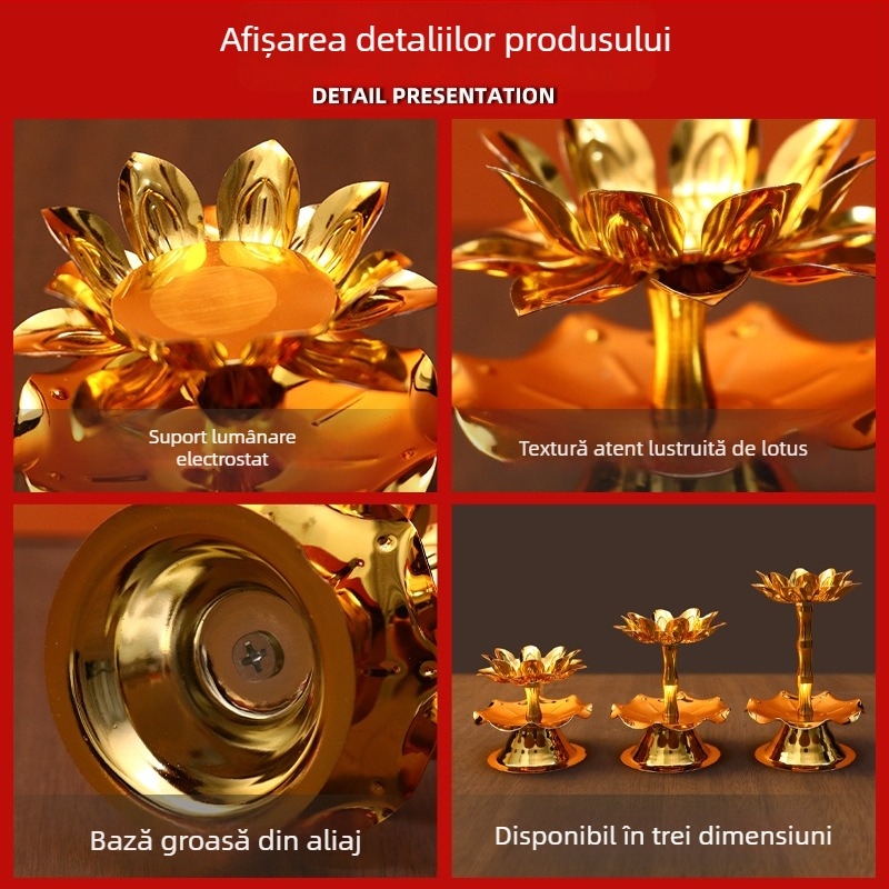Suport pentru lampă ghii cu floare de lotus, lampă de altar pentru casă, fără fum, suport de lumânare pe masă, decor pentru lampă