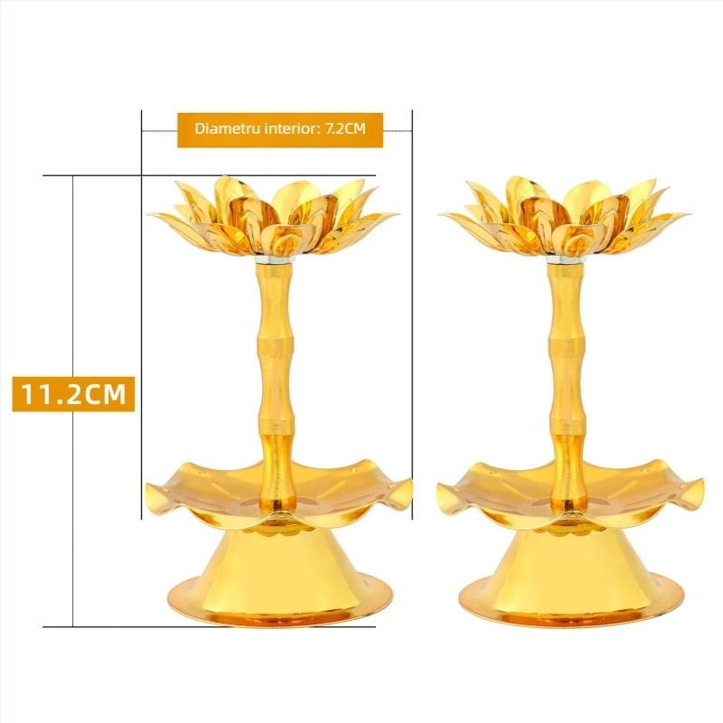 Suport pentru lampă ghii cu floare de lotus, lampă de altar pentru casă, fără fum, suport de lumânare pe masă, decor pentru lampă