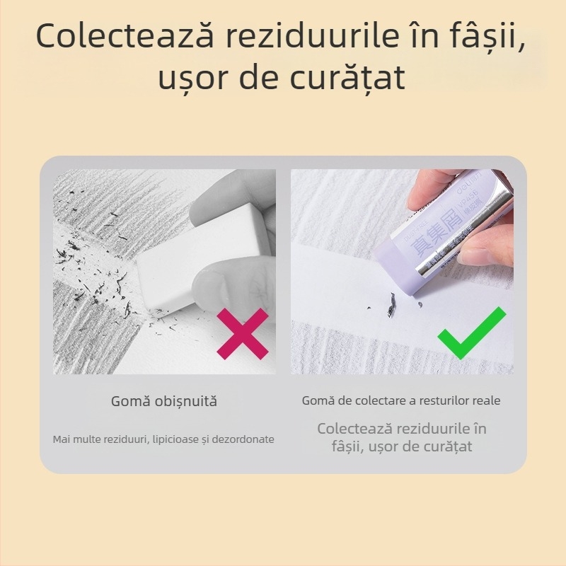 Radieră Deli colorată cu bucăți – pentru elevi, nu lasă urme, reziduuri reduse
