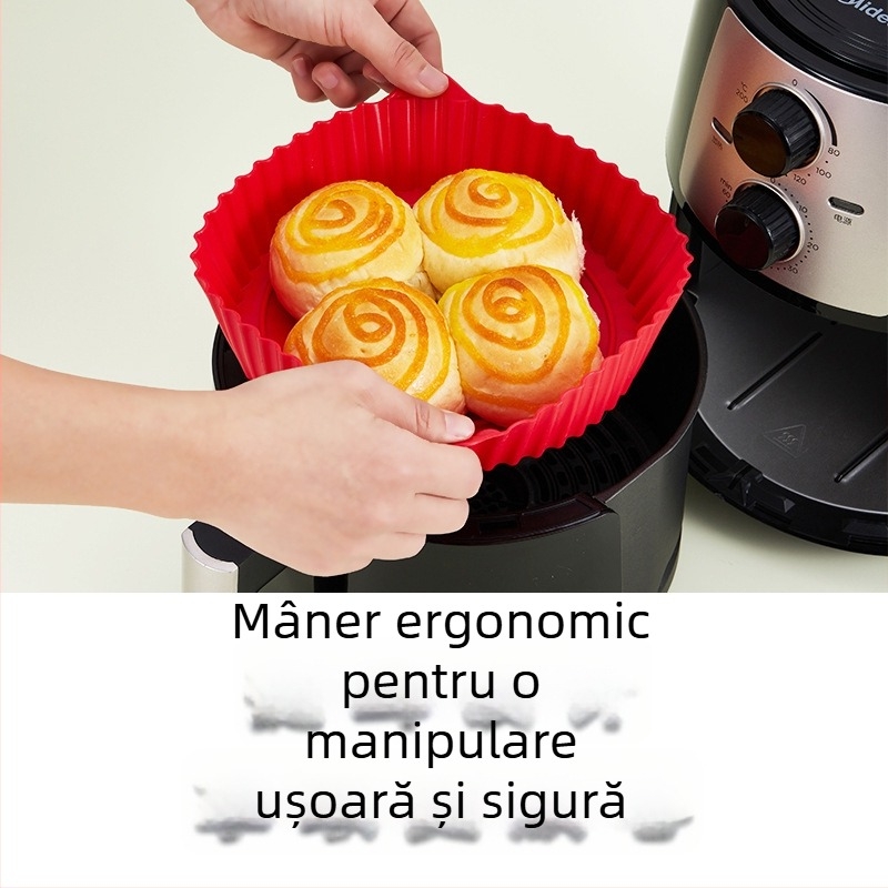 Tavă din silicon pentru air fryer, rezistentă la temperaturi înalte, silicon alimentar, dimensiuni mari și mici, utilizare casnică